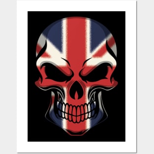 FLAG OF ENGLAND ON SKULL EMBLEM Posters and Art